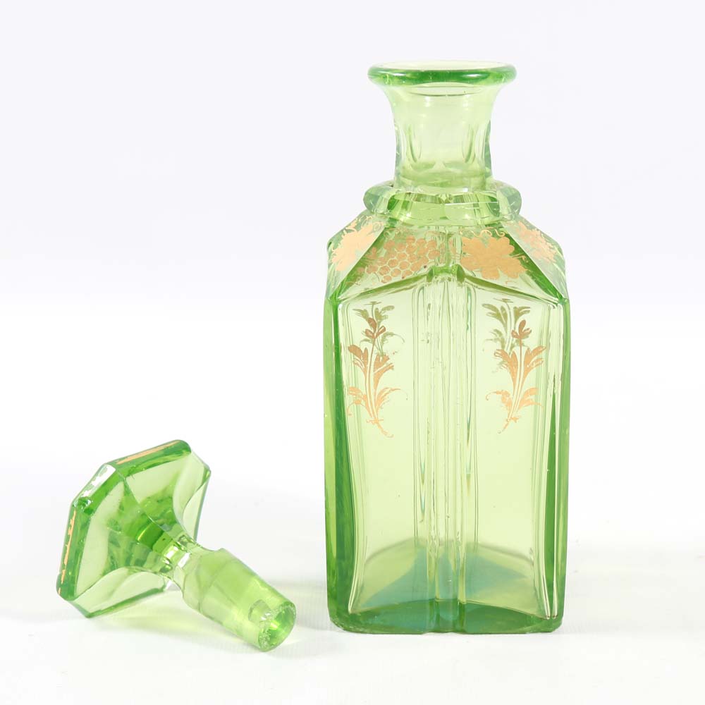 Vintage Green Glass Decanter
