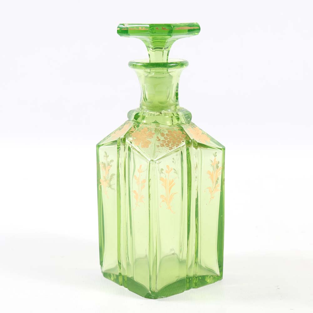 Vintage Green Glass Decanter