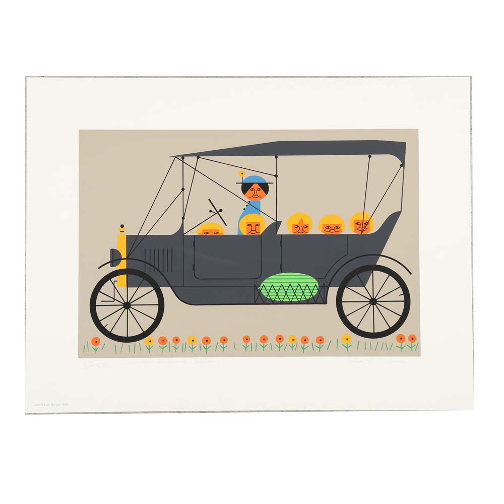 Edie Harper Signed Serigraph "Sunday School Outings"