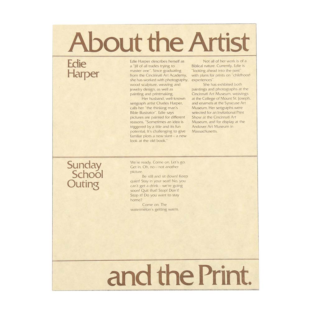 Edie Harper Signed Serigraph "Sunday School Outings"