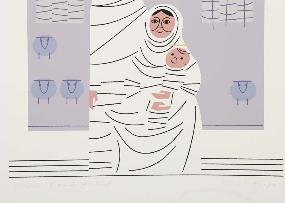 Edie Harper Signed Serigraphs "Family Portrait"