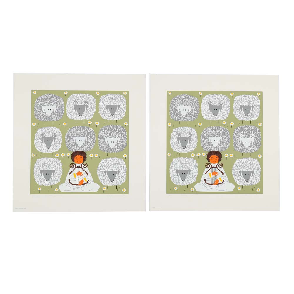 Edie Harper Signed Serigraphs "Little David"