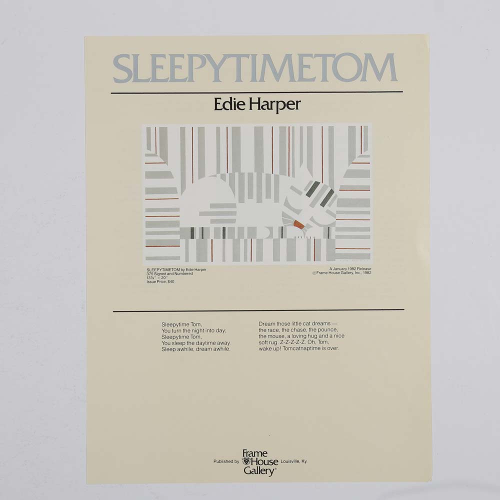 Edie Harper Signed Serigraph "Sleepy Time Tom"