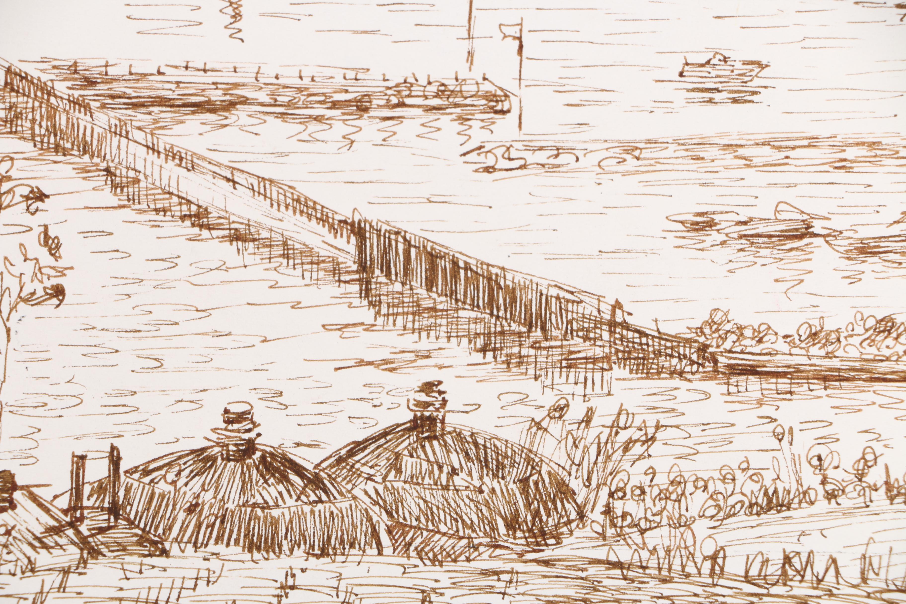 Collection Of Ink Drawings Of Pastoral Scenes By Robert Lahmann