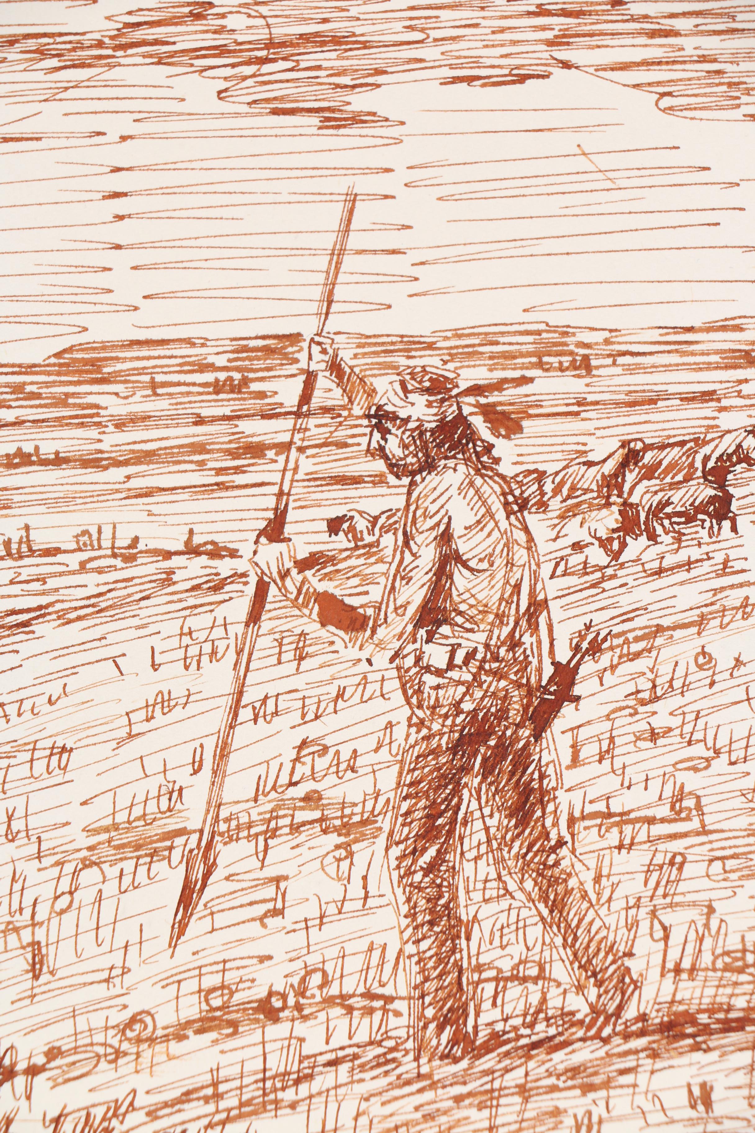 Collection Of Ink Drawings Of Pastoral Scenes By Robert Lahmann