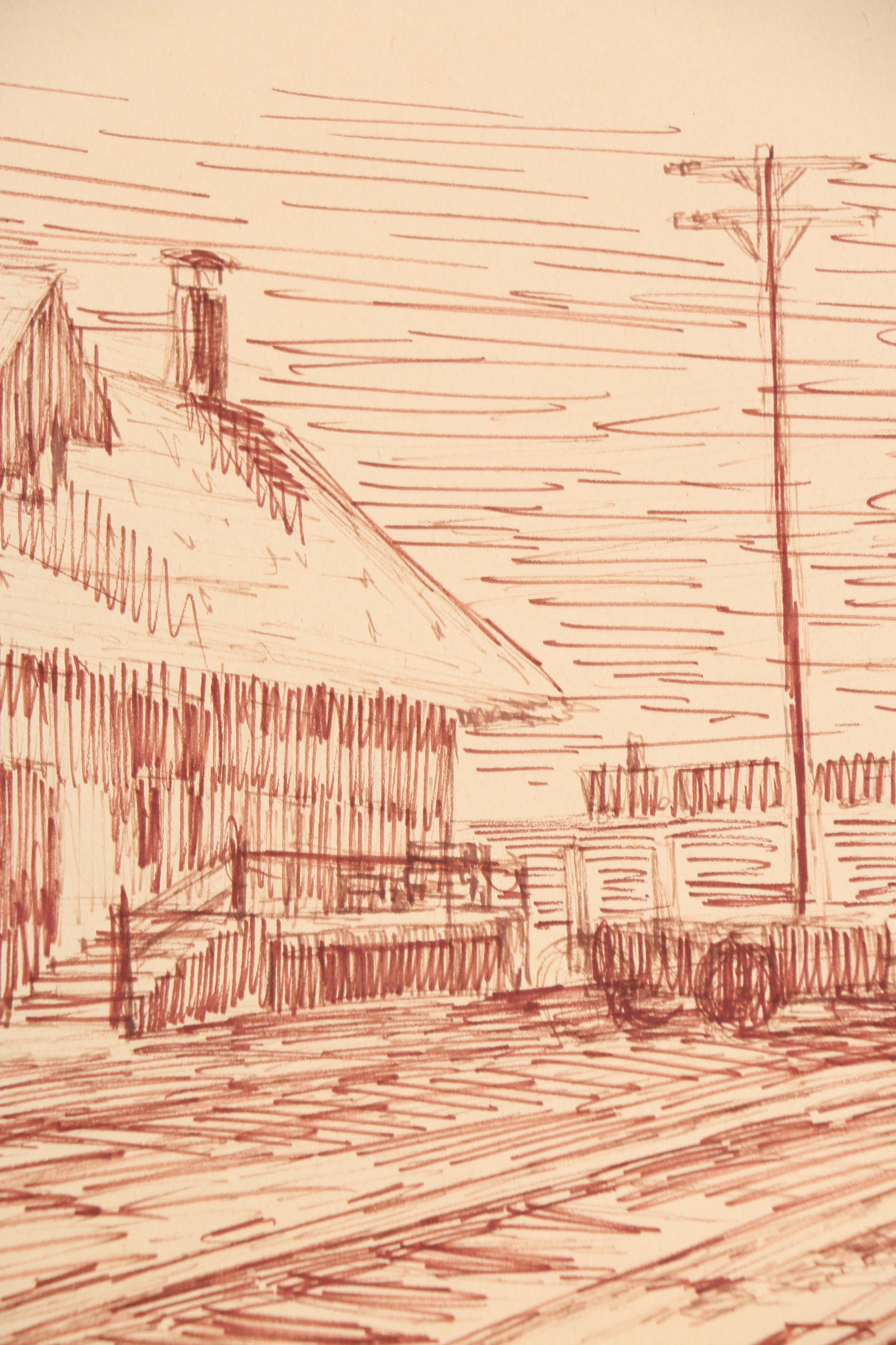 Collection Of Ink Drawings Of Pastoral Scenes By Robert Lahmann