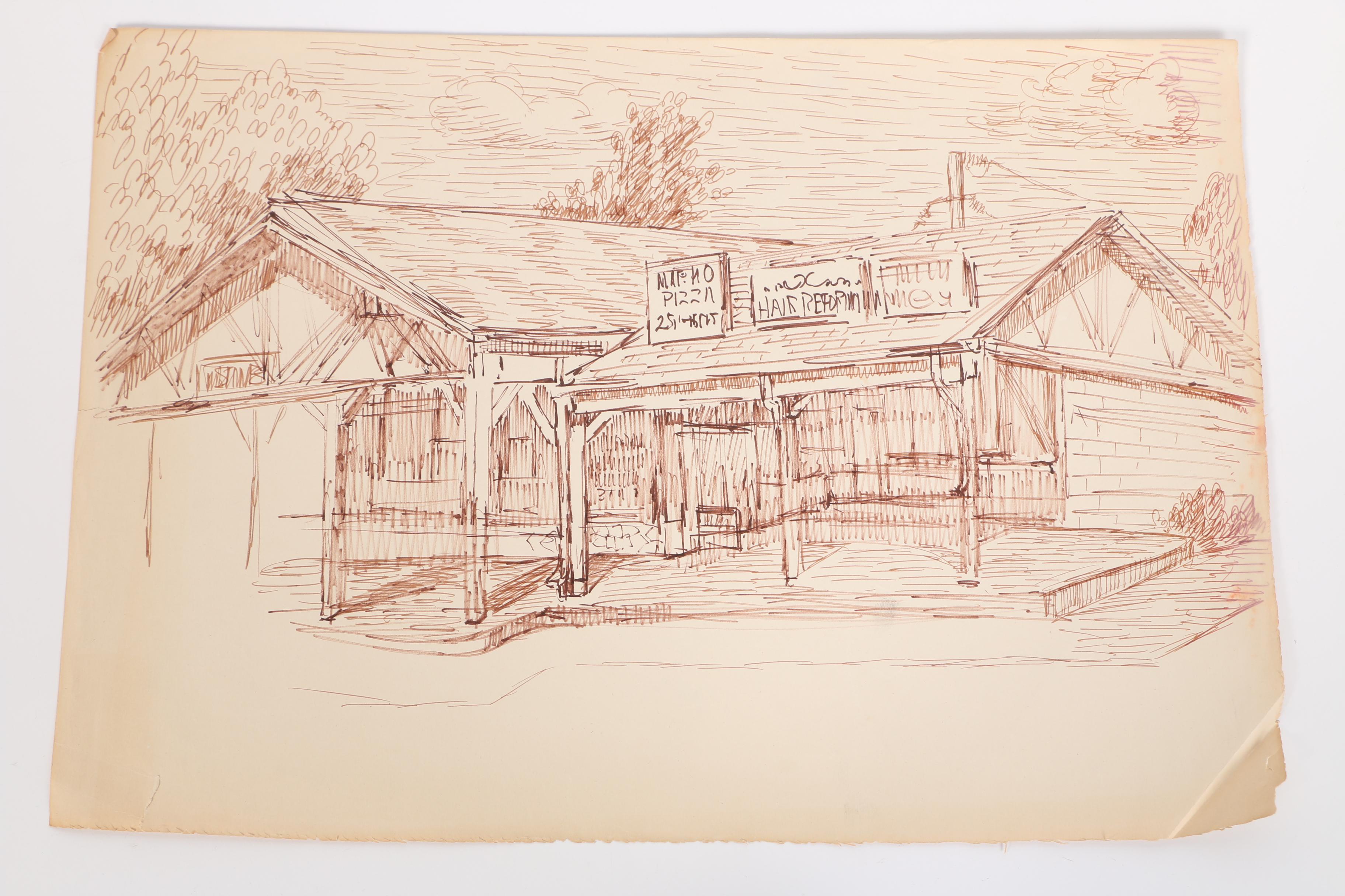 Collection Of Ink Drawings Of Pastoral Scenes By Robert Lahmann