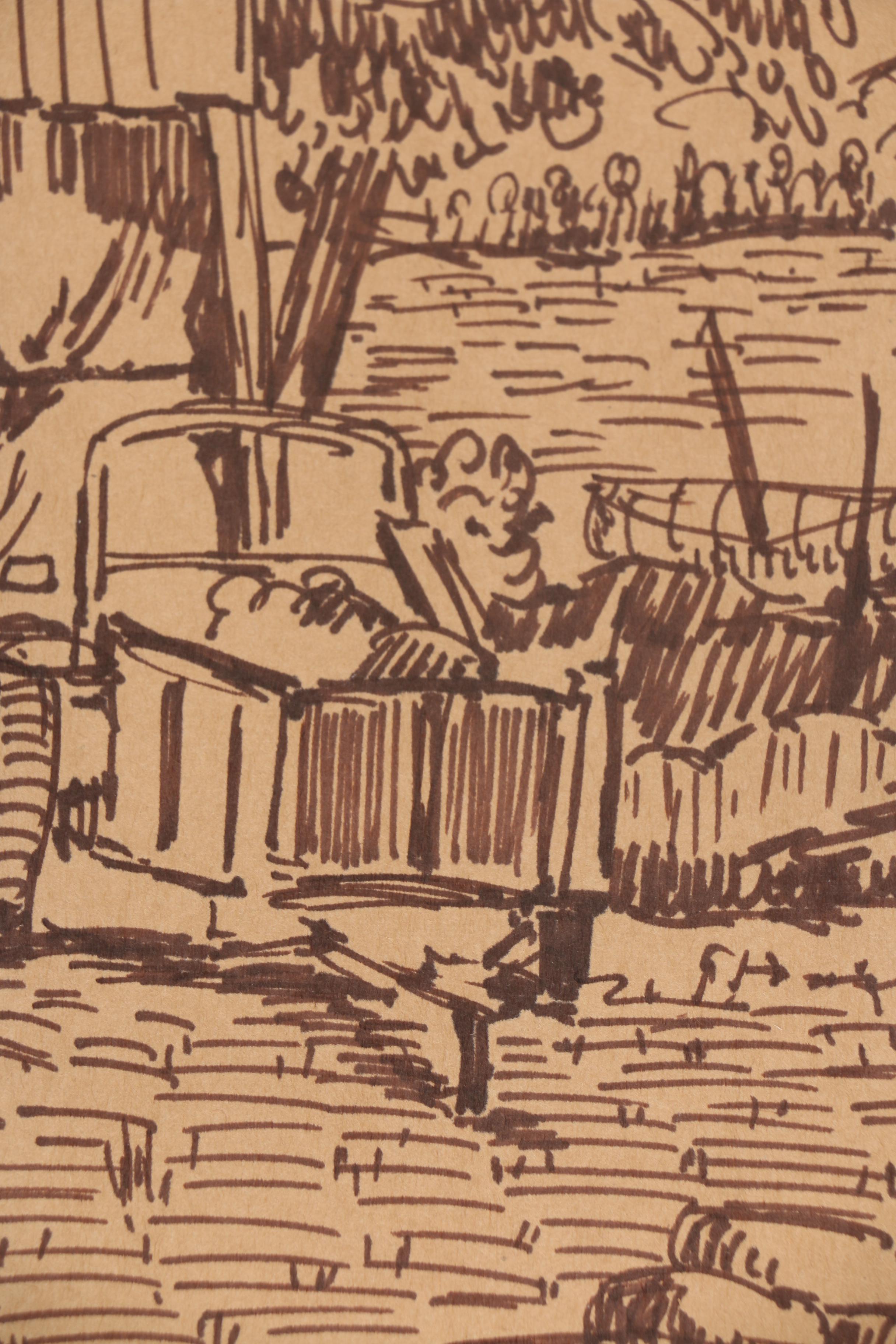 Collection Of Ink Drawings Of Pastoral Scenes By Robert Lahmann