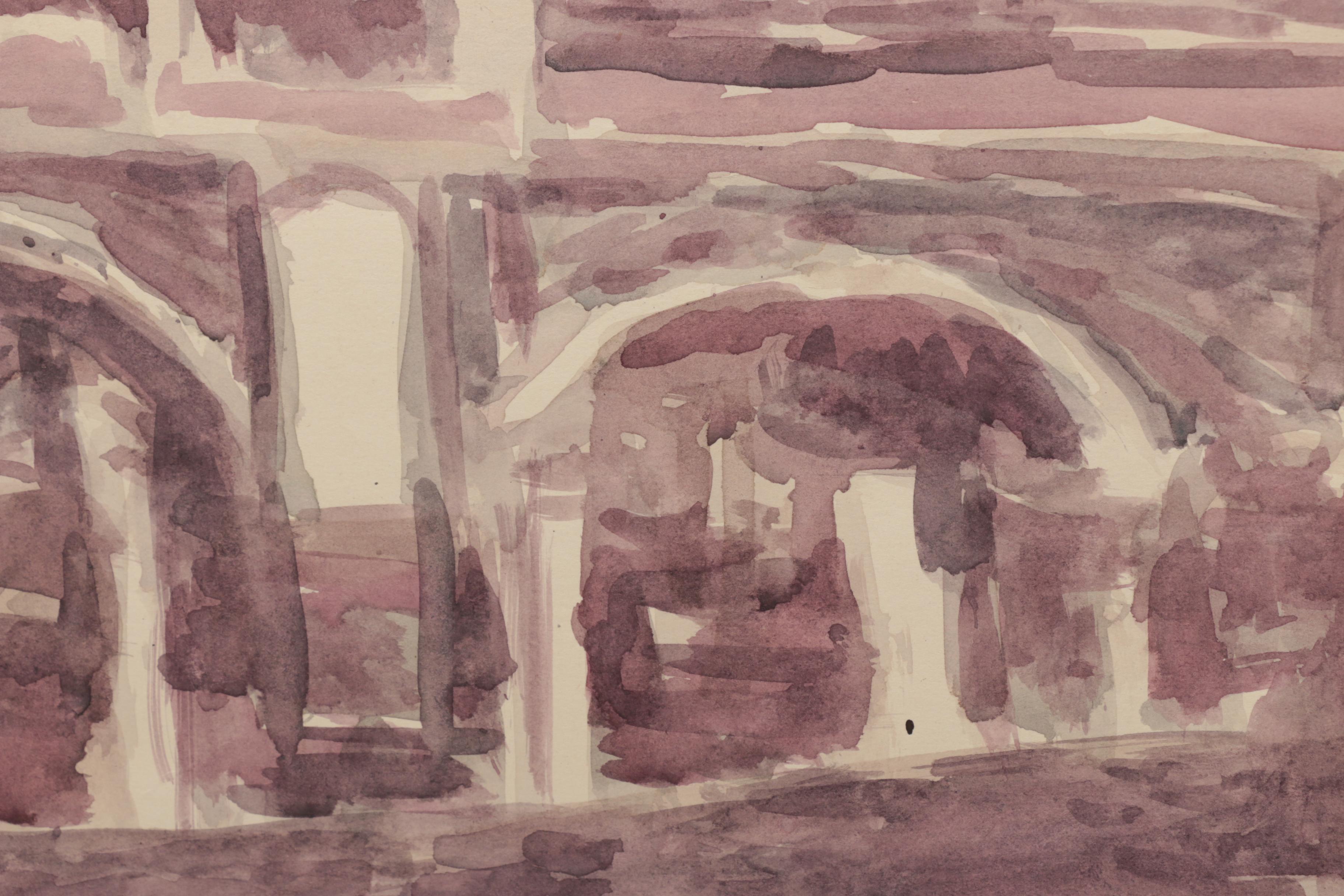 Lahmann Watercolors on Paper of Landscapes, Marinas and Bridges