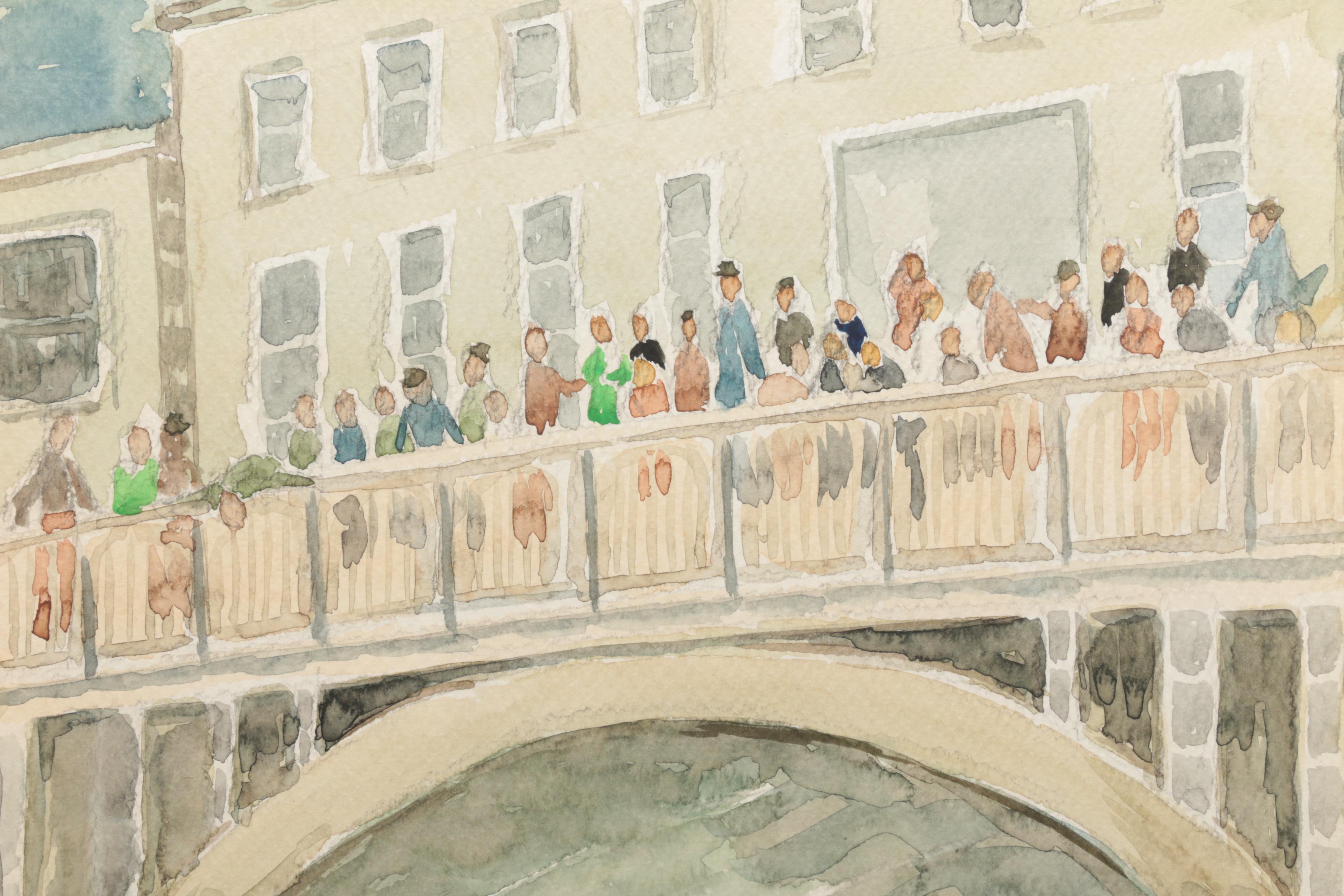 Lahmann Watercolors on Paper of Landscapes, Marinas and Bridges