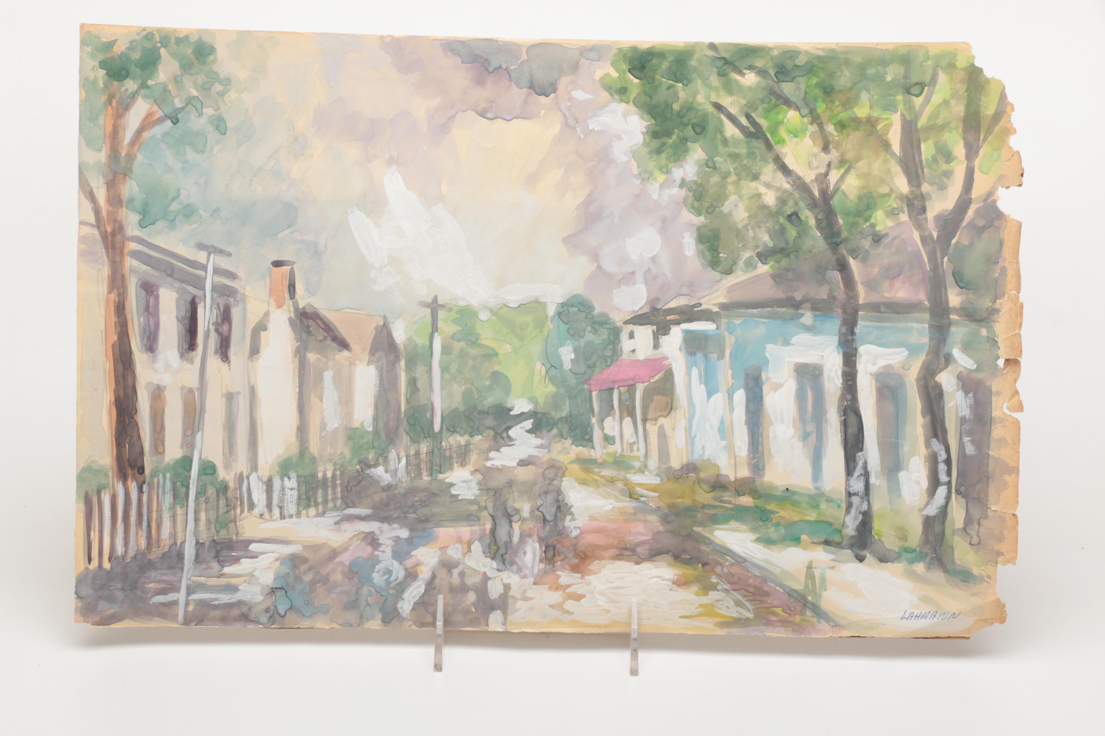 Lahmann Watercolors on Paper of Landscapes, Marinas and Bridges