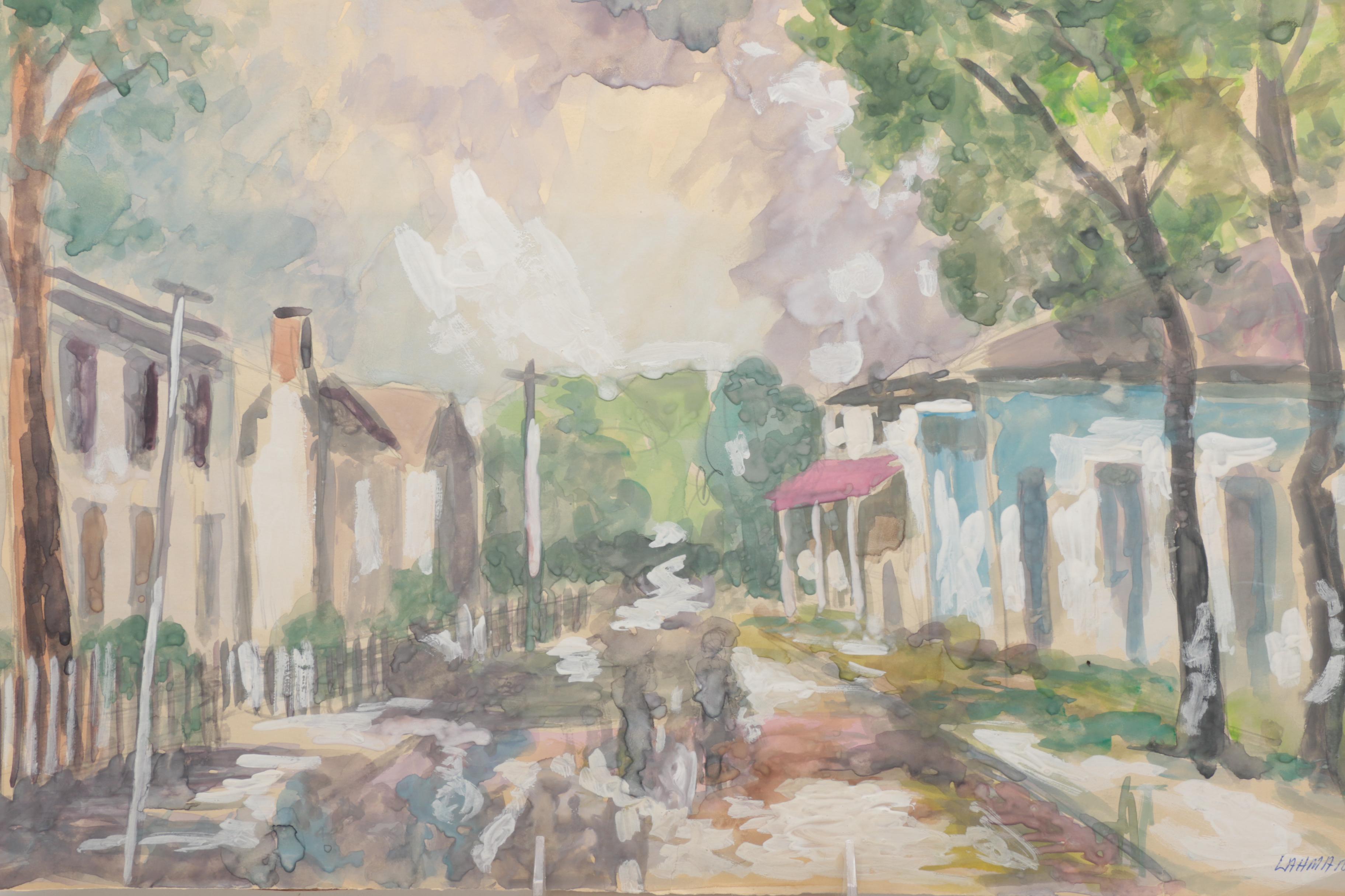 Lahmann Watercolors on Paper of Landscapes, Marinas and Bridges