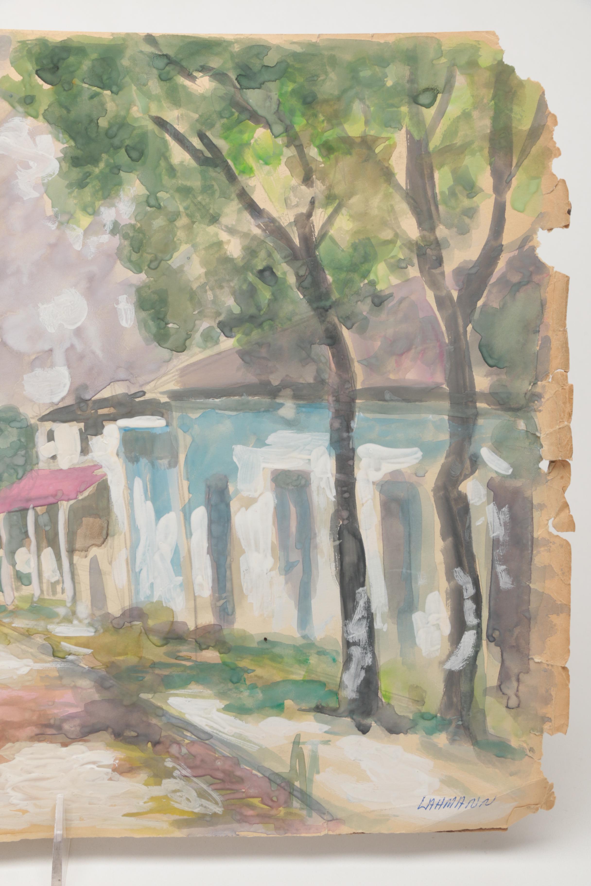Lahmann Watercolors on Paper of Landscapes, Marinas and Bridges
