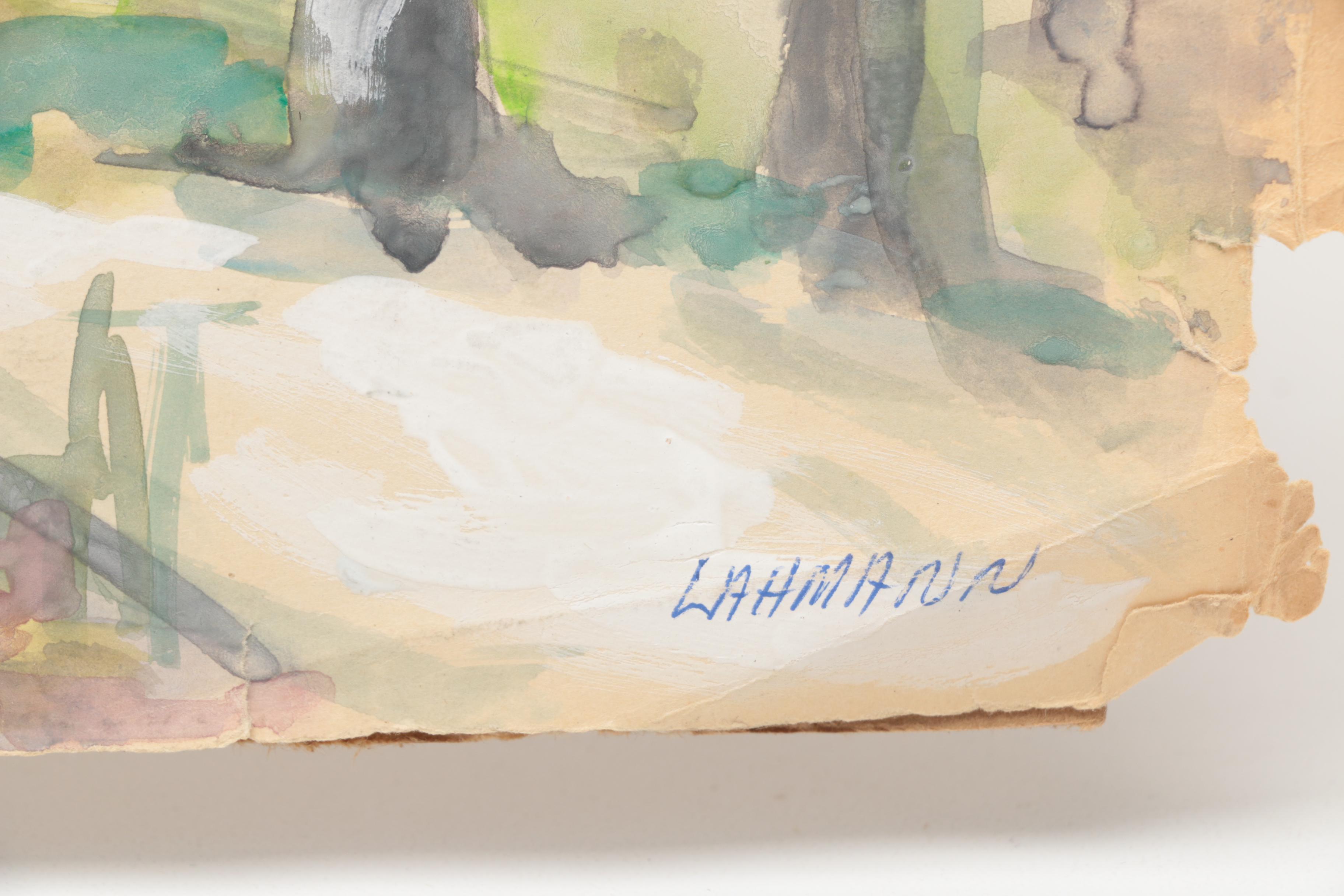 Lahmann Watercolors on Paper of Landscapes, Marinas and Bridges