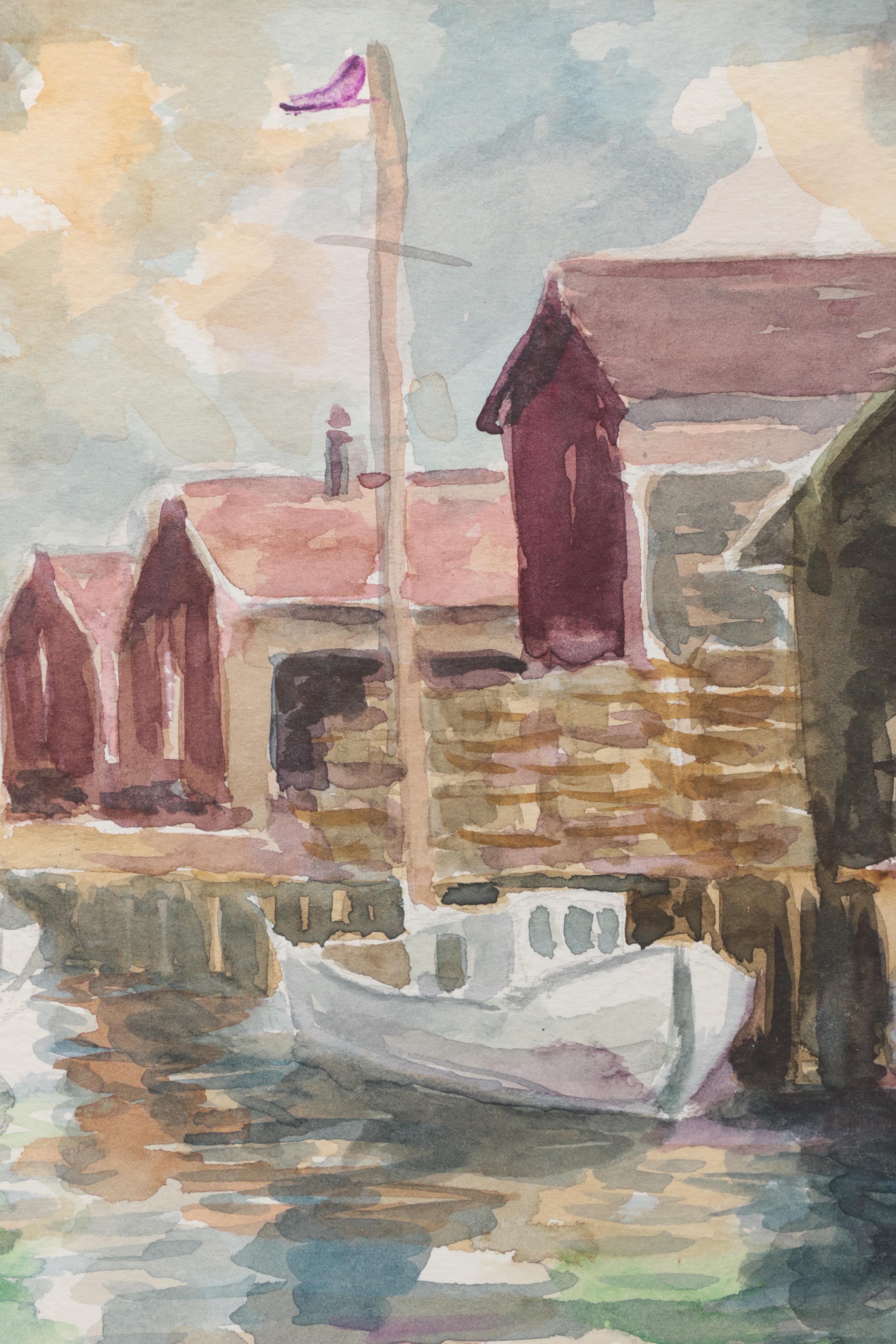 Lahmann Watercolors on Paper of Landscapes, Marinas and Bridges