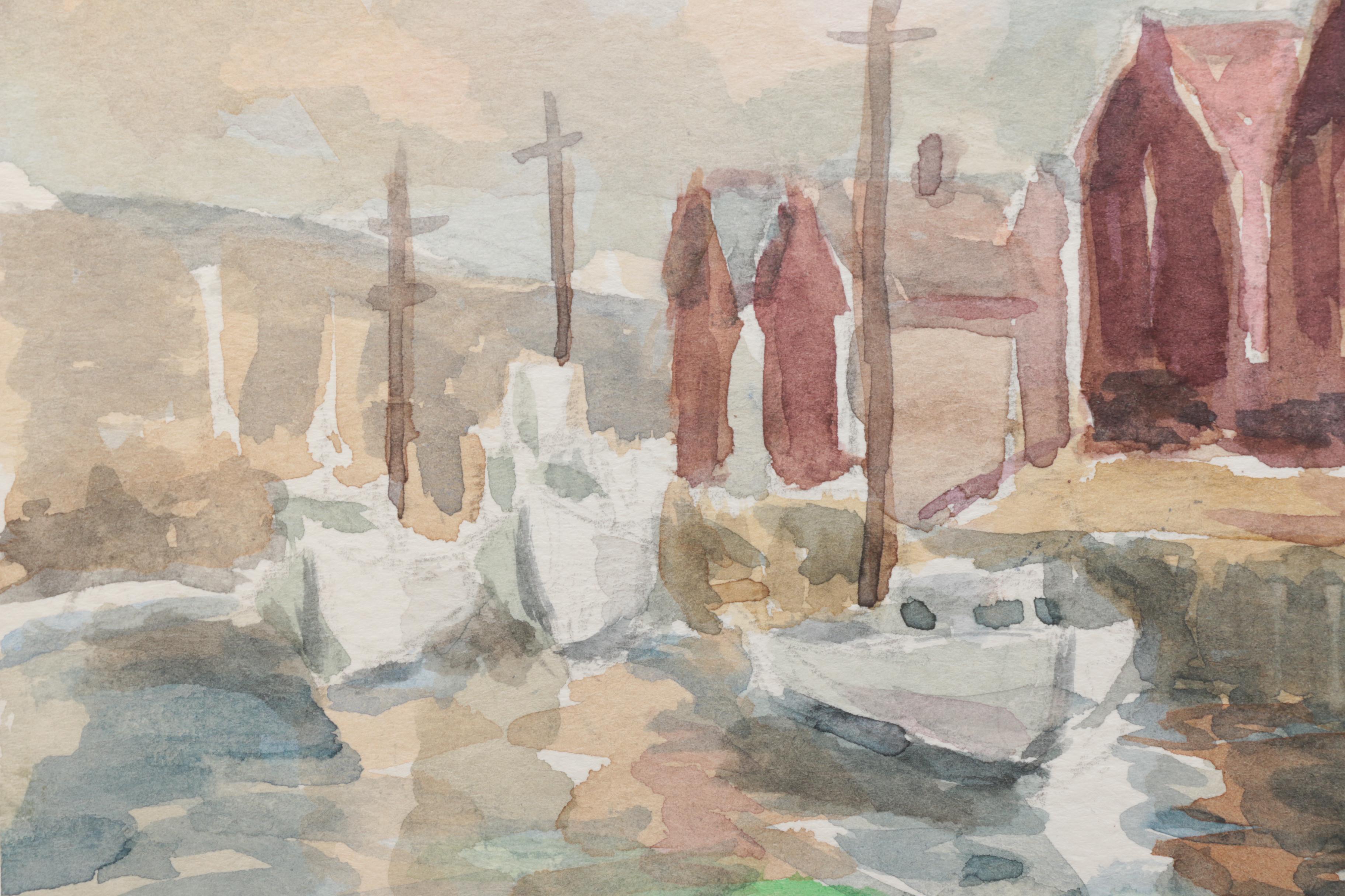 Lahmann Watercolors on Paper of Landscapes, Marinas and Bridges