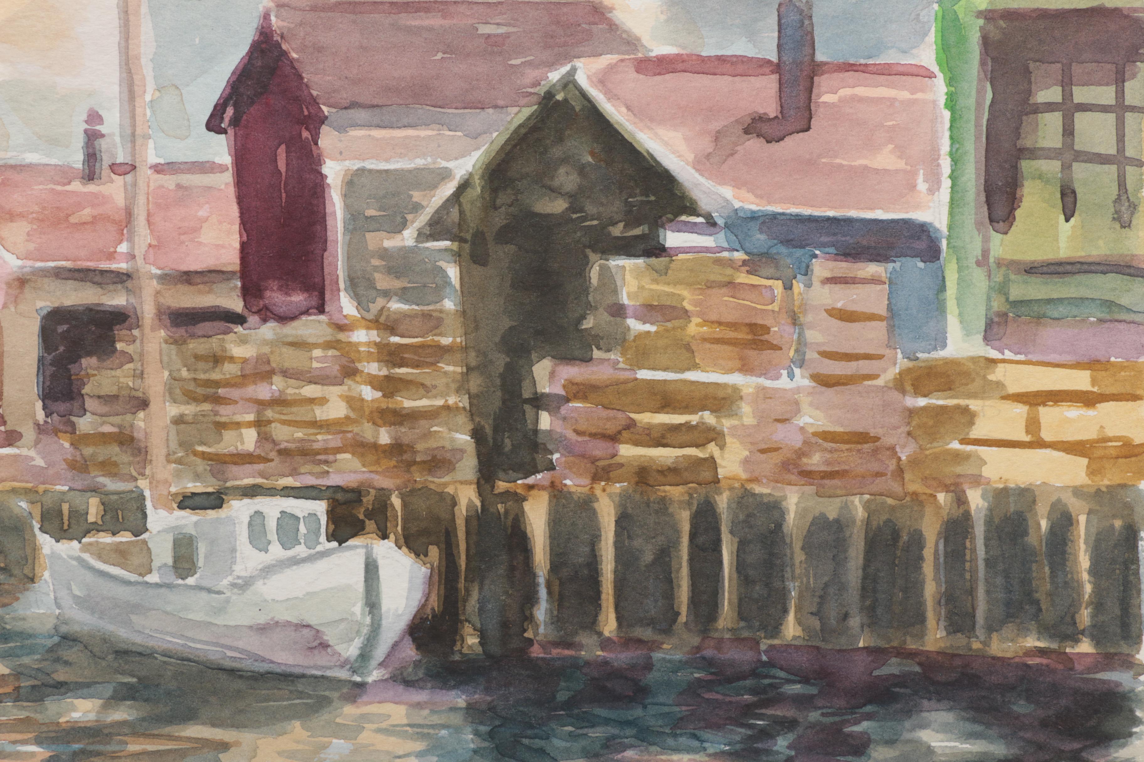 Lahmann Watercolors on Paper of Landscapes, Marinas and Bridges