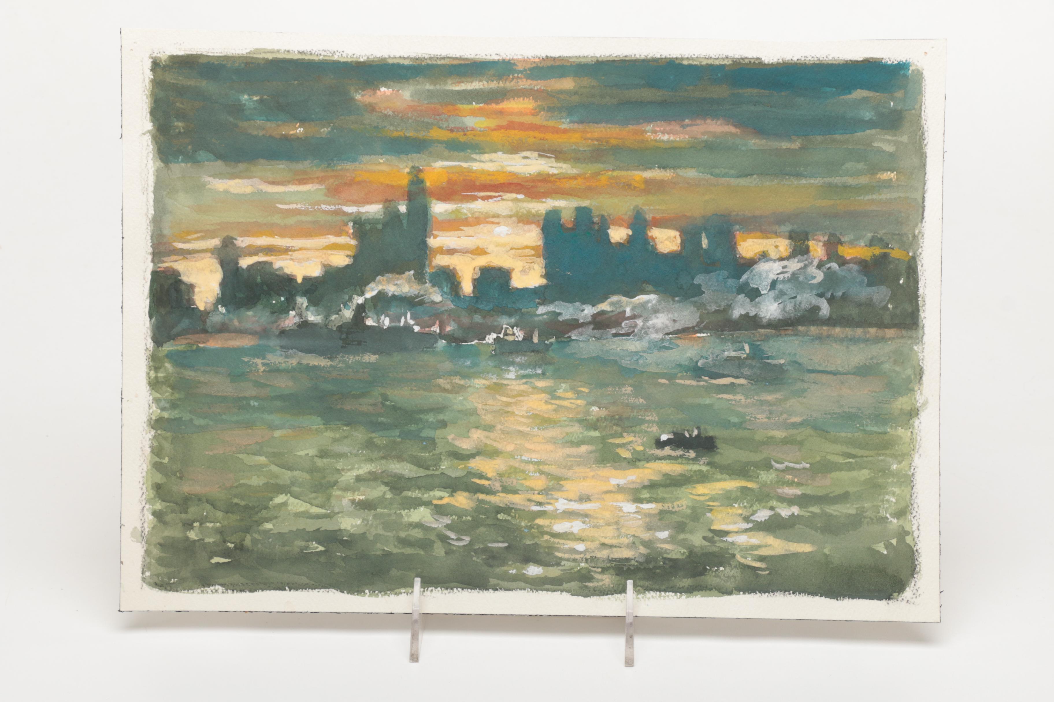 Lahmann Watercolors on Paper of Landscapes, Marinas and Bridges