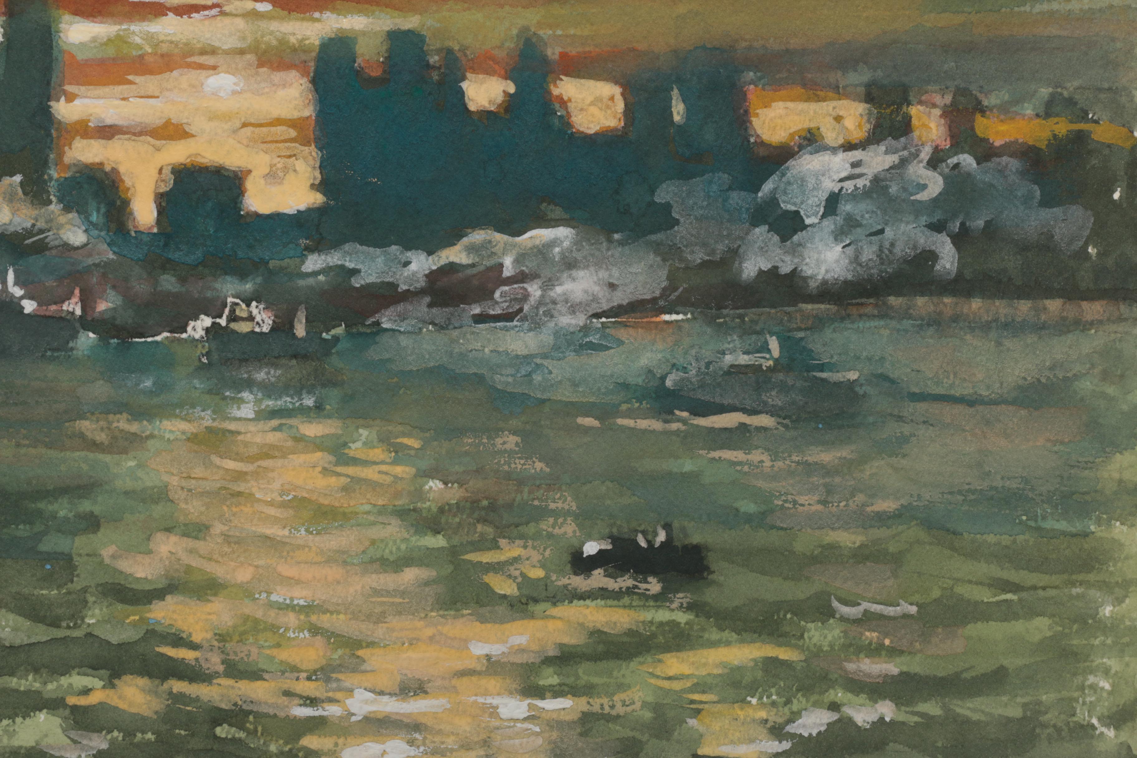 Lahmann Watercolors on Paper of Landscapes, Marinas and Bridges