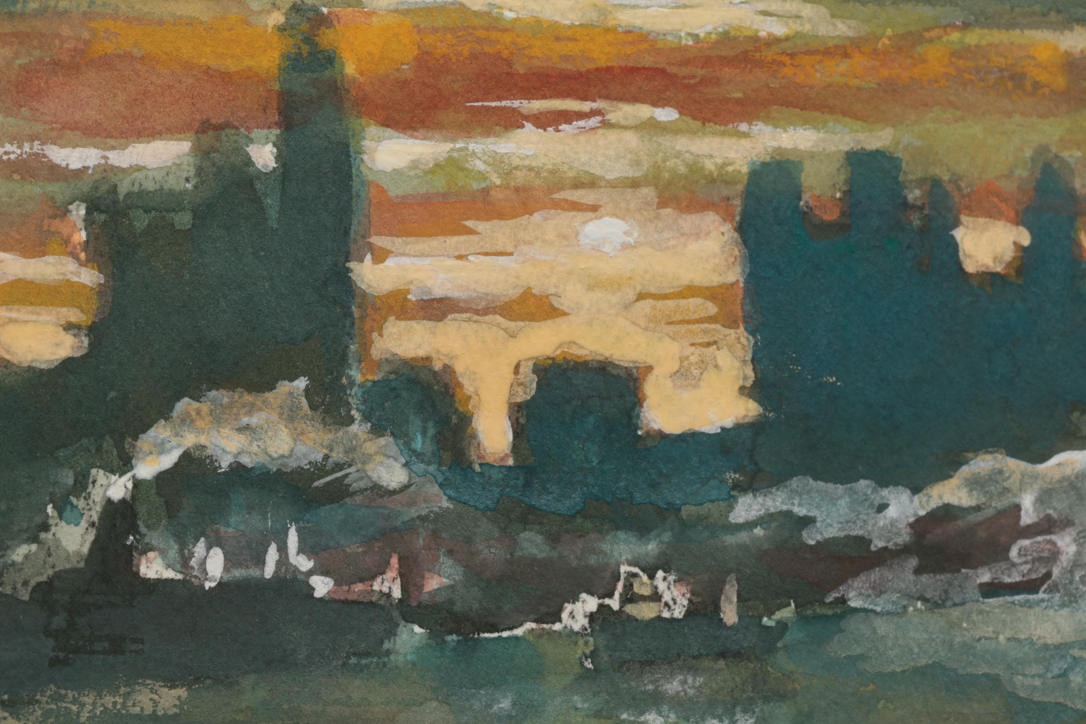 Lahmann Watercolors on Paper of Landscapes, Marinas and Bridges