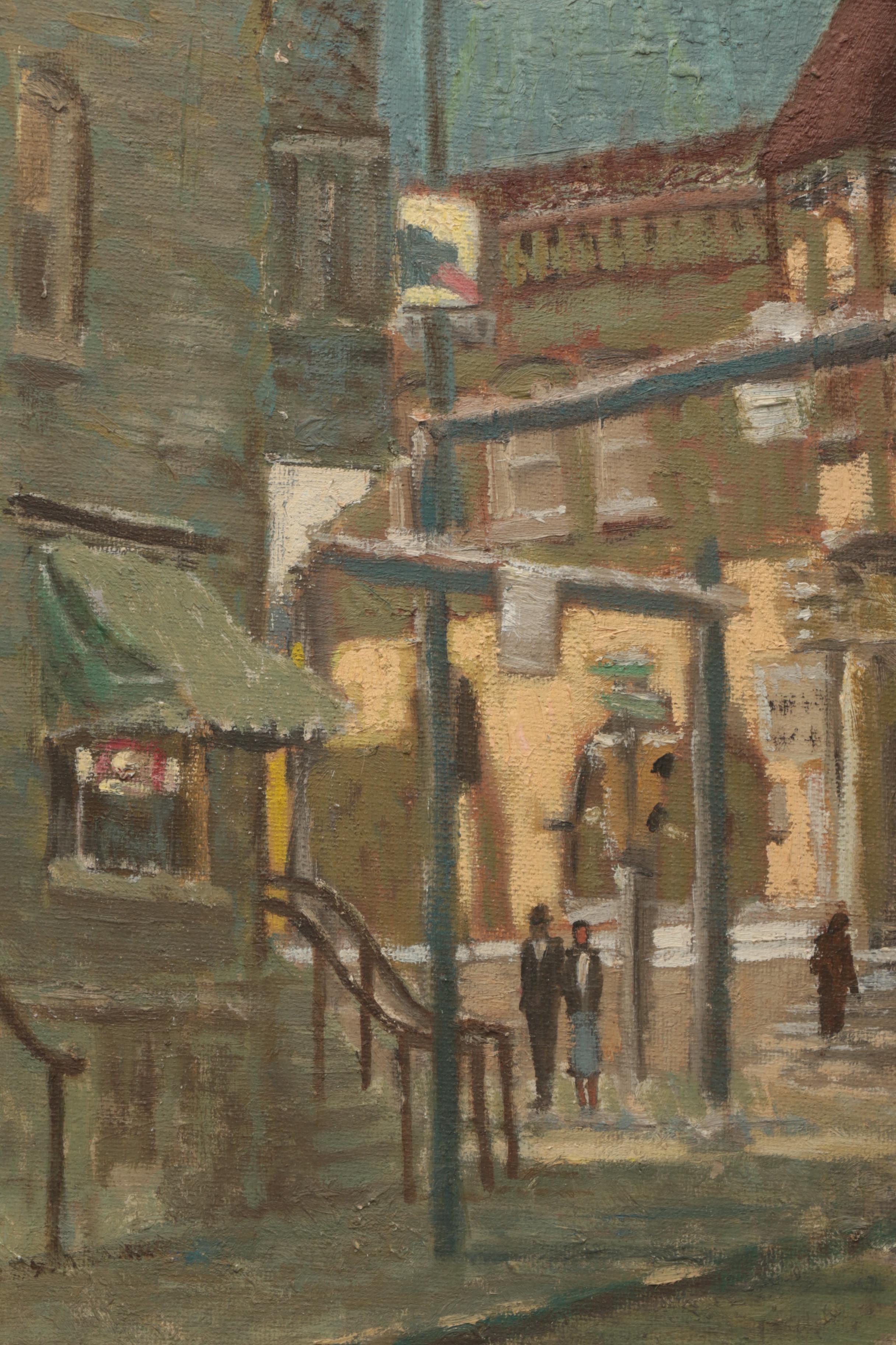 Pair of Lahmann  Oil Paintings on Board of Urban Scenes