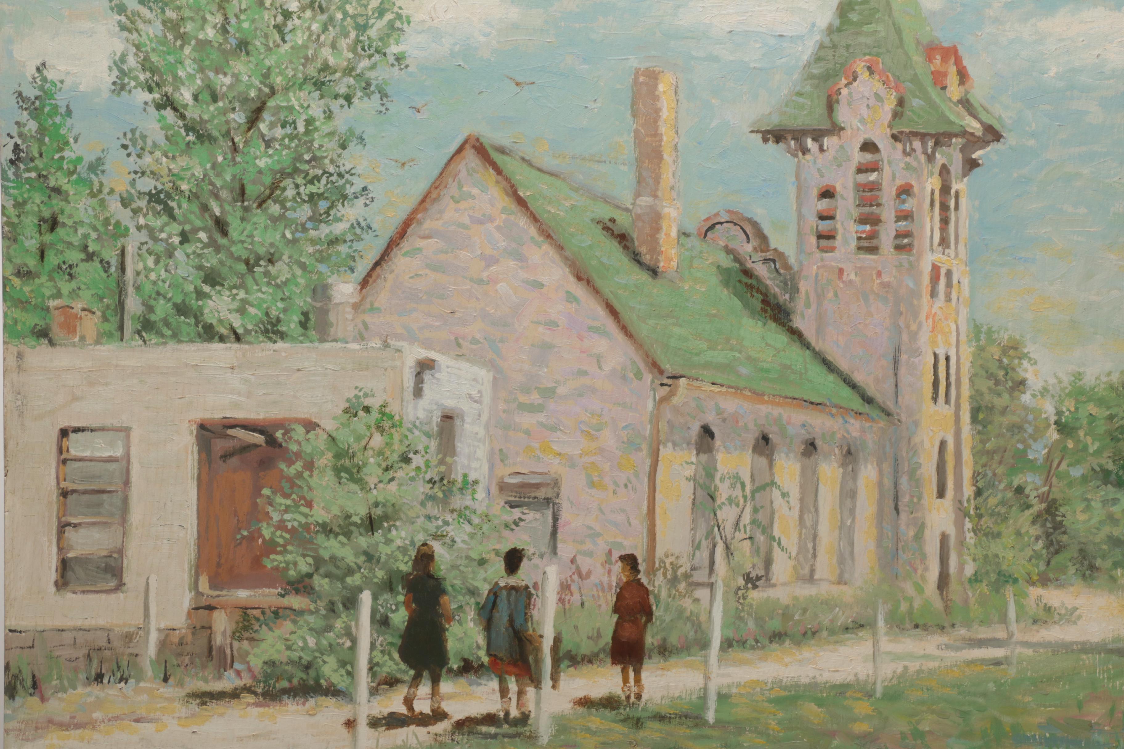 Pair of Lahmann  Oil Paintings on Board of Urban Scenes