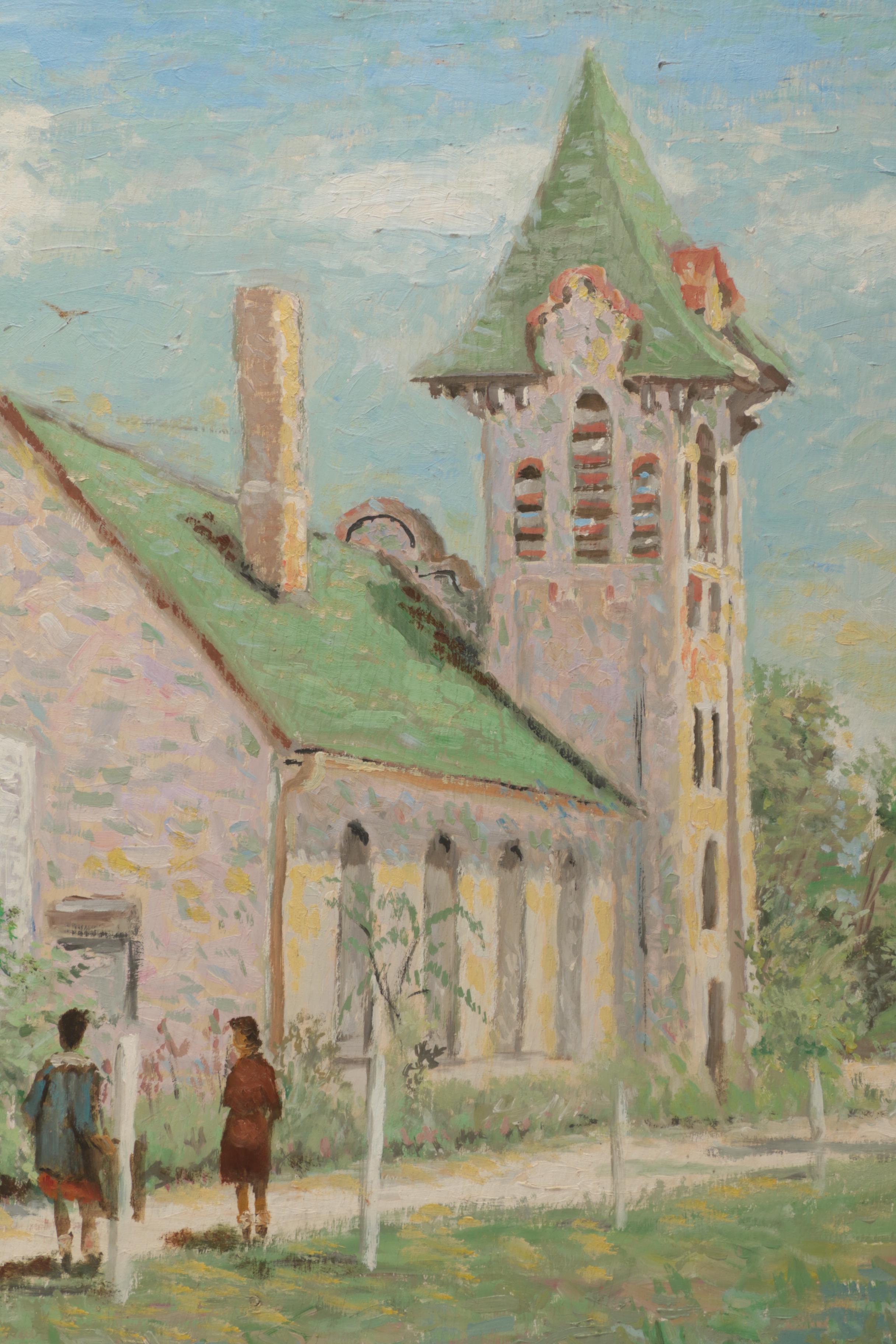 Pair of Lahmann  Oil Paintings on Board of Urban Scenes