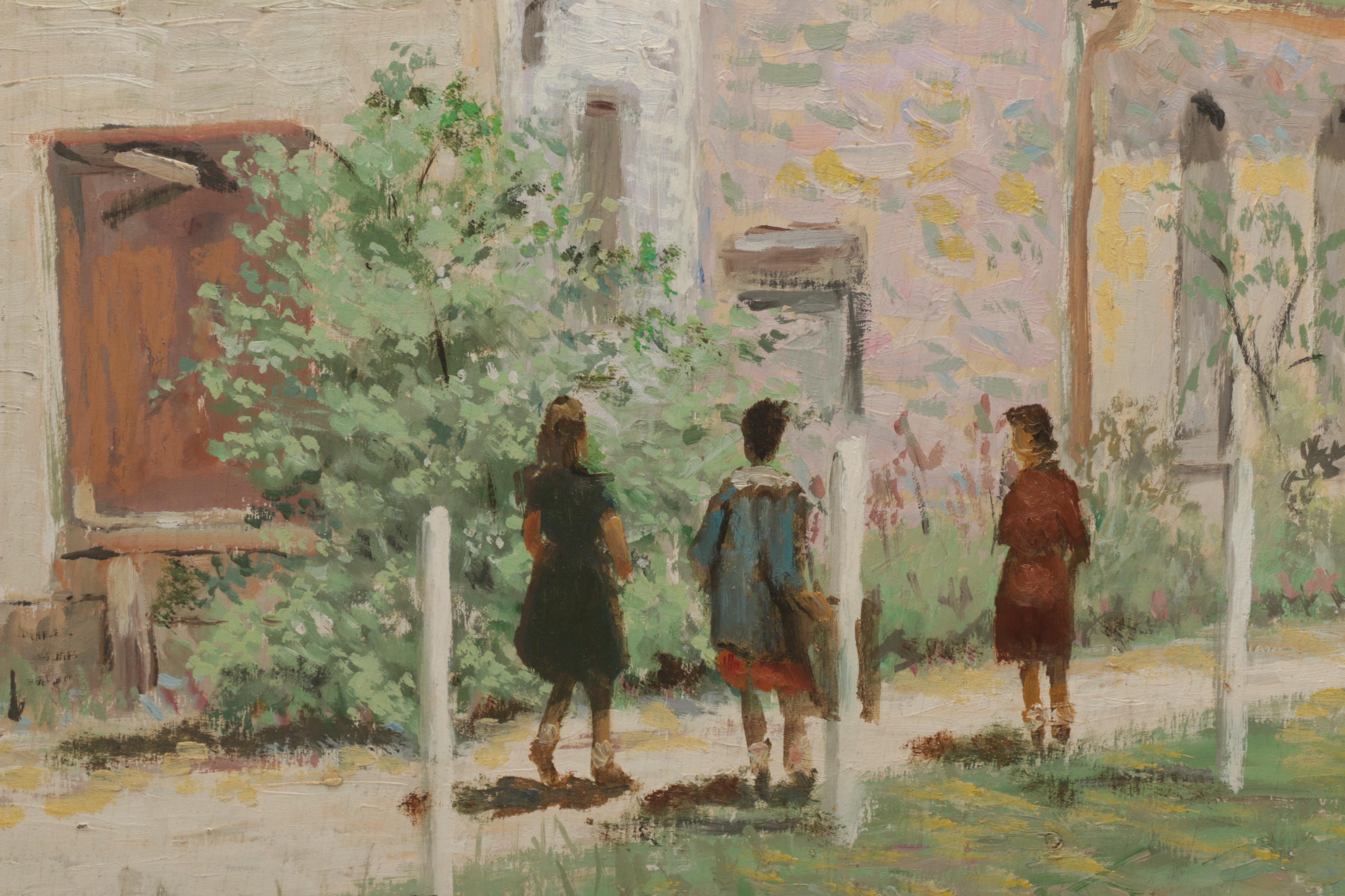 Pair of Lahmann  Oil Paintings on Board of Urban Scenes