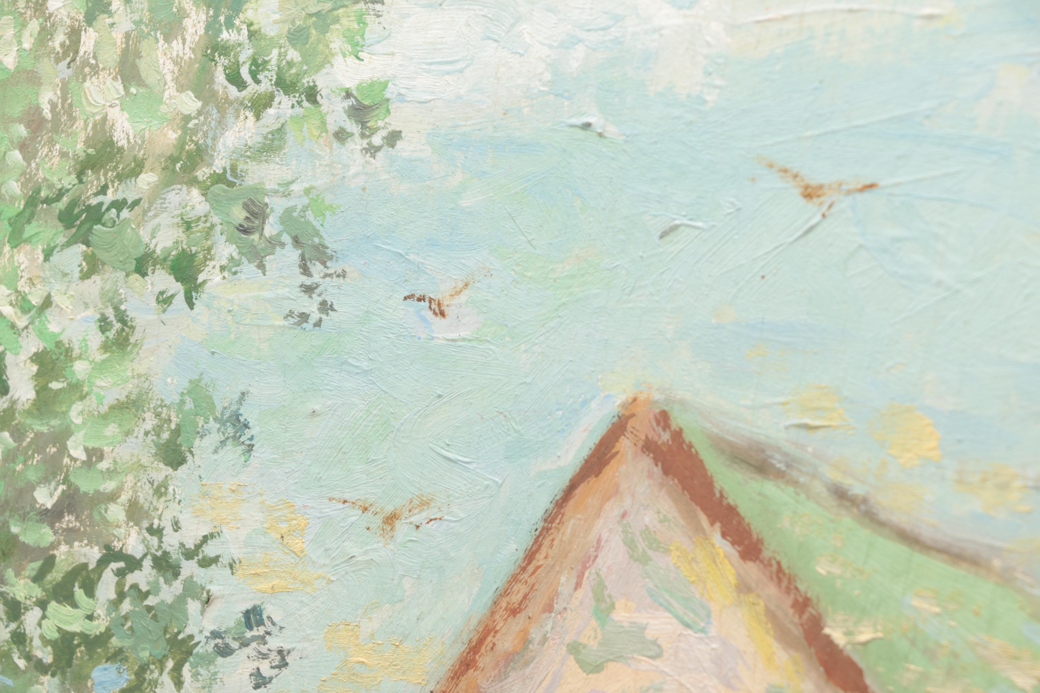 Pair of Lahmann  Oil Paintings on Board of Urban Scenes