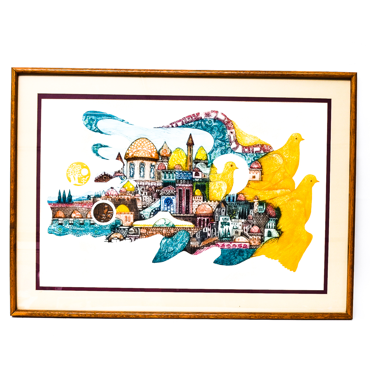 Elgi D. Limited Edition Embossed Etching with Aquatint "Doves of Peace"