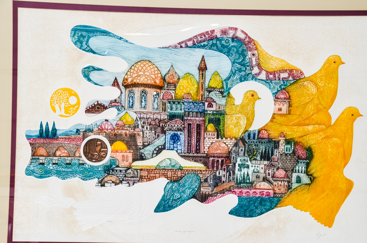 Elgi D. Limited Edition Embossed Etching with Aquatint "Doves of Peace"