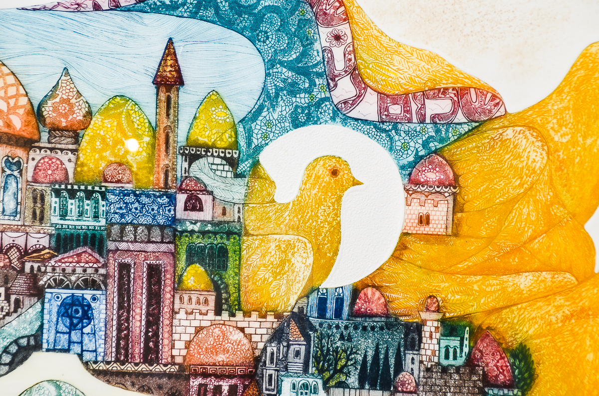 Elgi D. Limited Edition Embossed Etching with Aquatint "Doves of Peace"