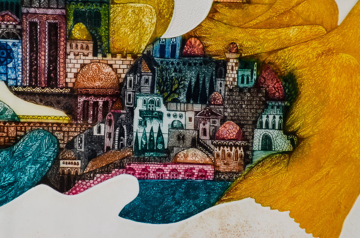 Elgi D. Limited Edition Embossed Etching with Aquatint "Doves of Peace"