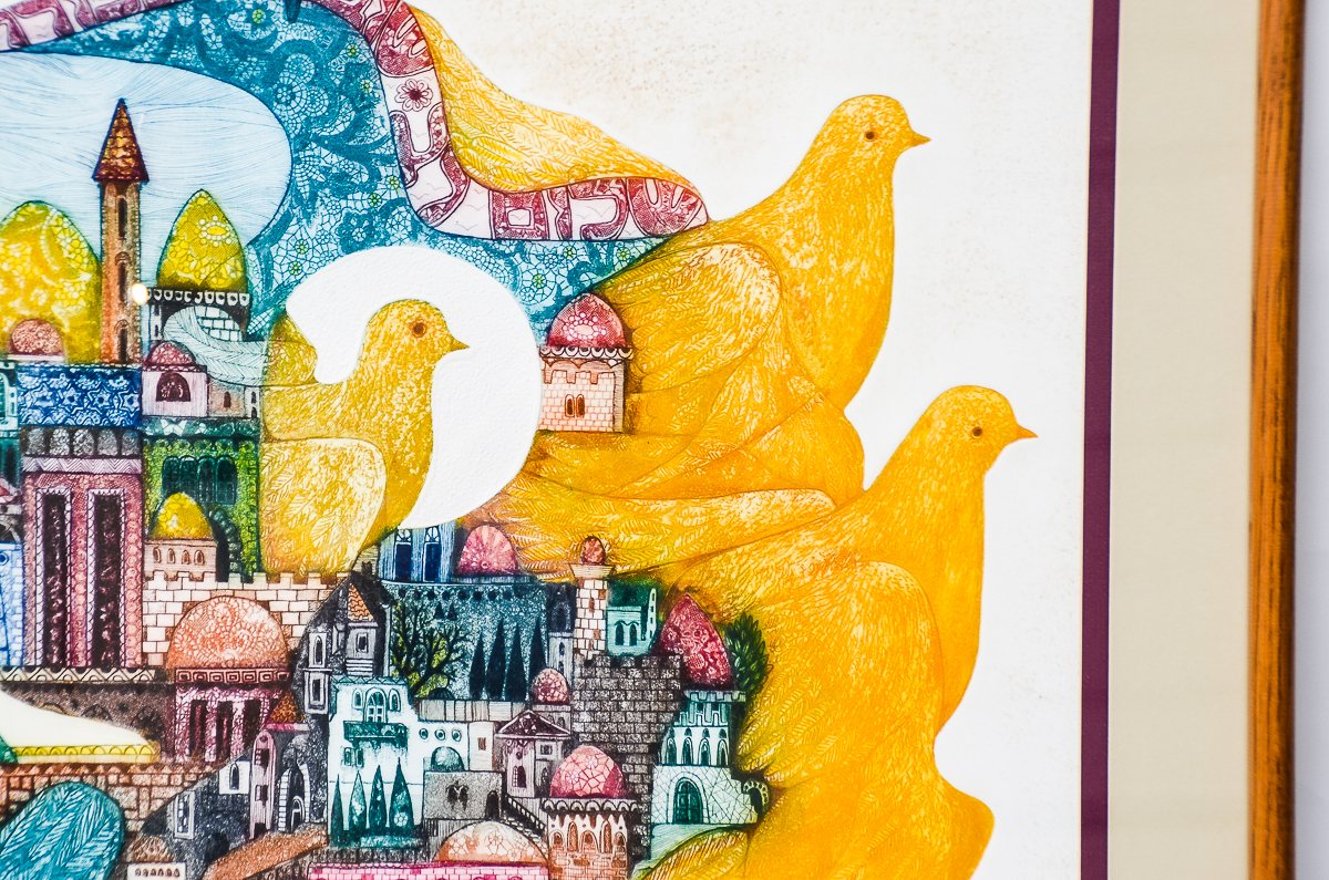 Elgi D. Limited Edition Embossed Etching with Aquatint "Doves of Peace"