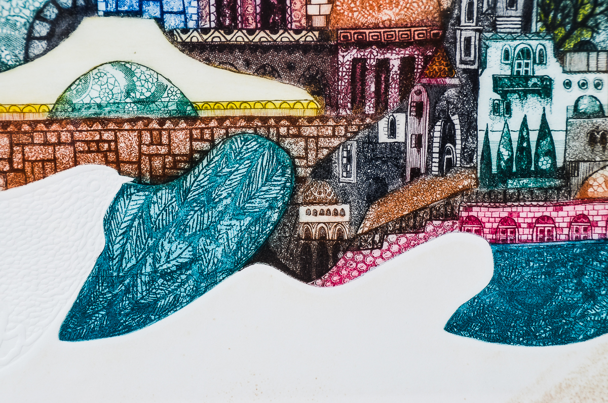 Elgi D. Limited Edition Embossed Etching with Aquatint "Doves of Peace"