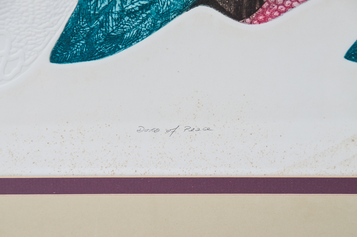 Elgi D. Limited Edition Embossed Etching with Aquatint "Doves of Peace"