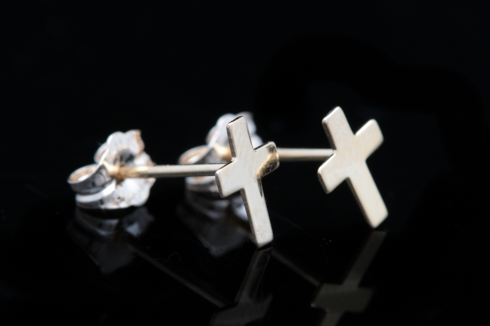 14K Yellow Gold Cross Earrings