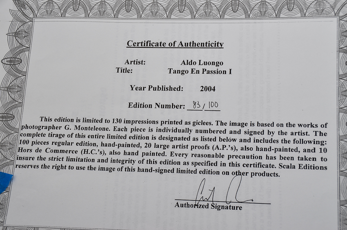 Aldo Luongo Limited Edition Giclee Print "Tango En Passion I"