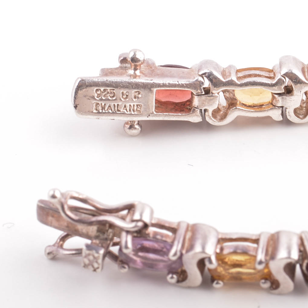 Sterling Silver and Gemstone and Diamond Bracelet Collection