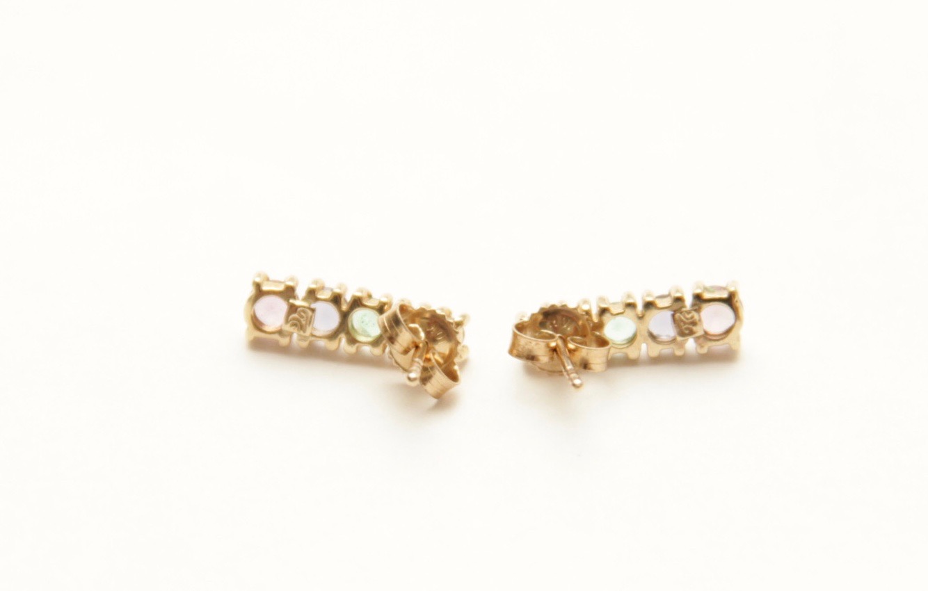 10K Earrings with Graduated Gemstones