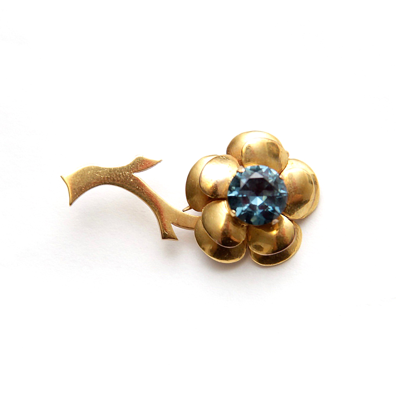 Blue Flower 14K Gold Pin