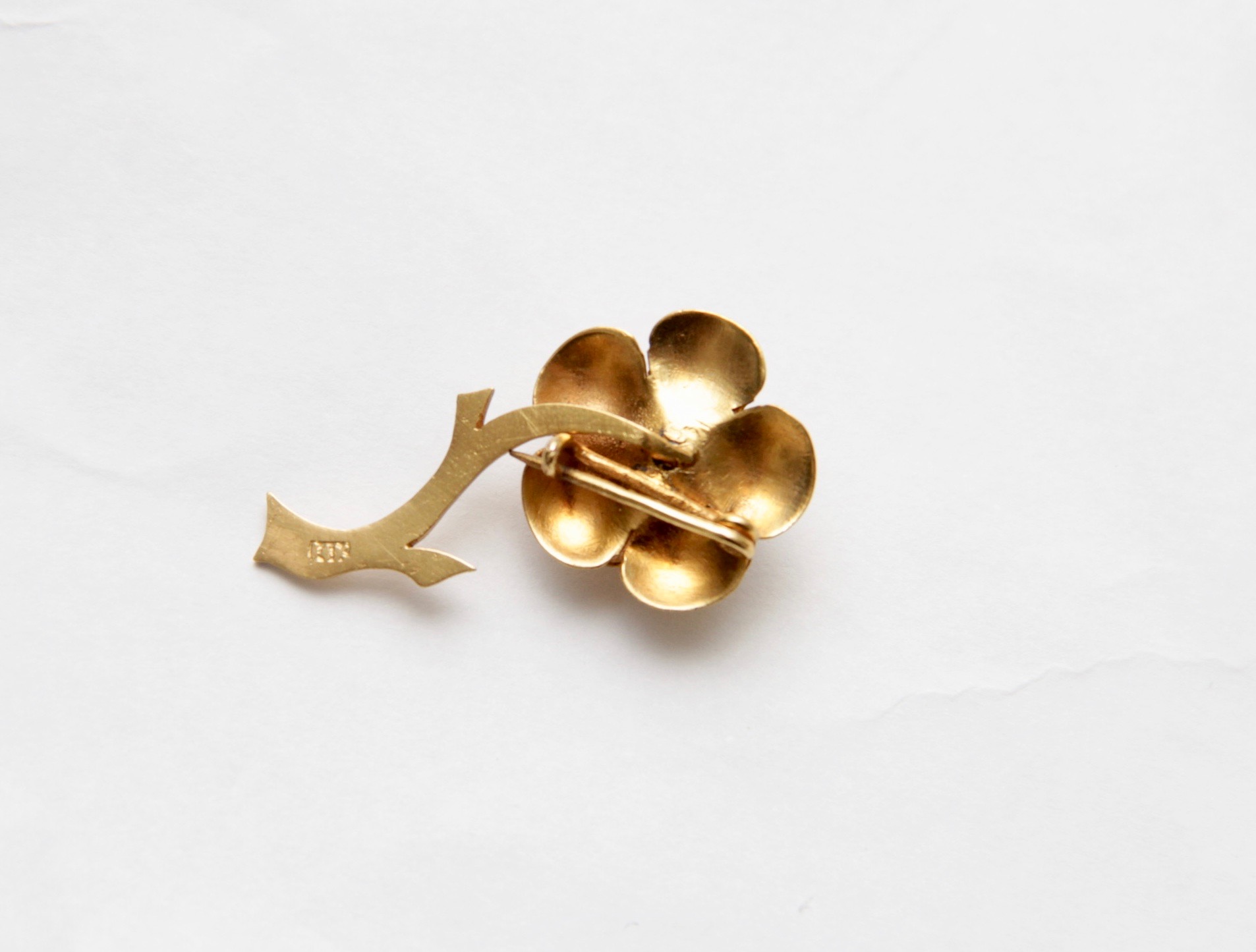 Blue Flower 14K Gold Pin