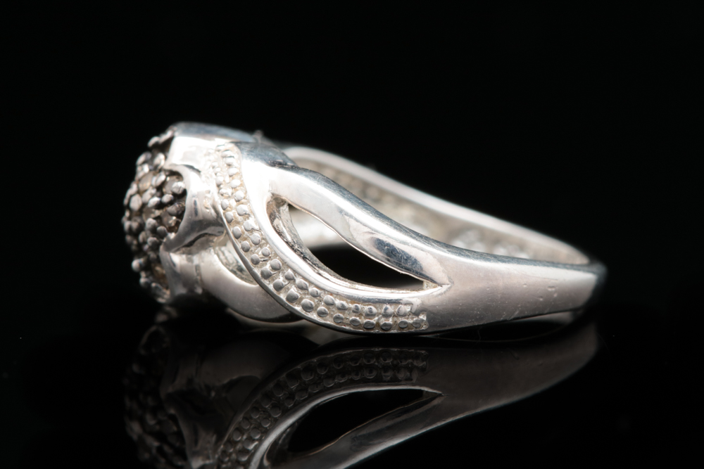 Sterling Silver and Brown Diamond Ring