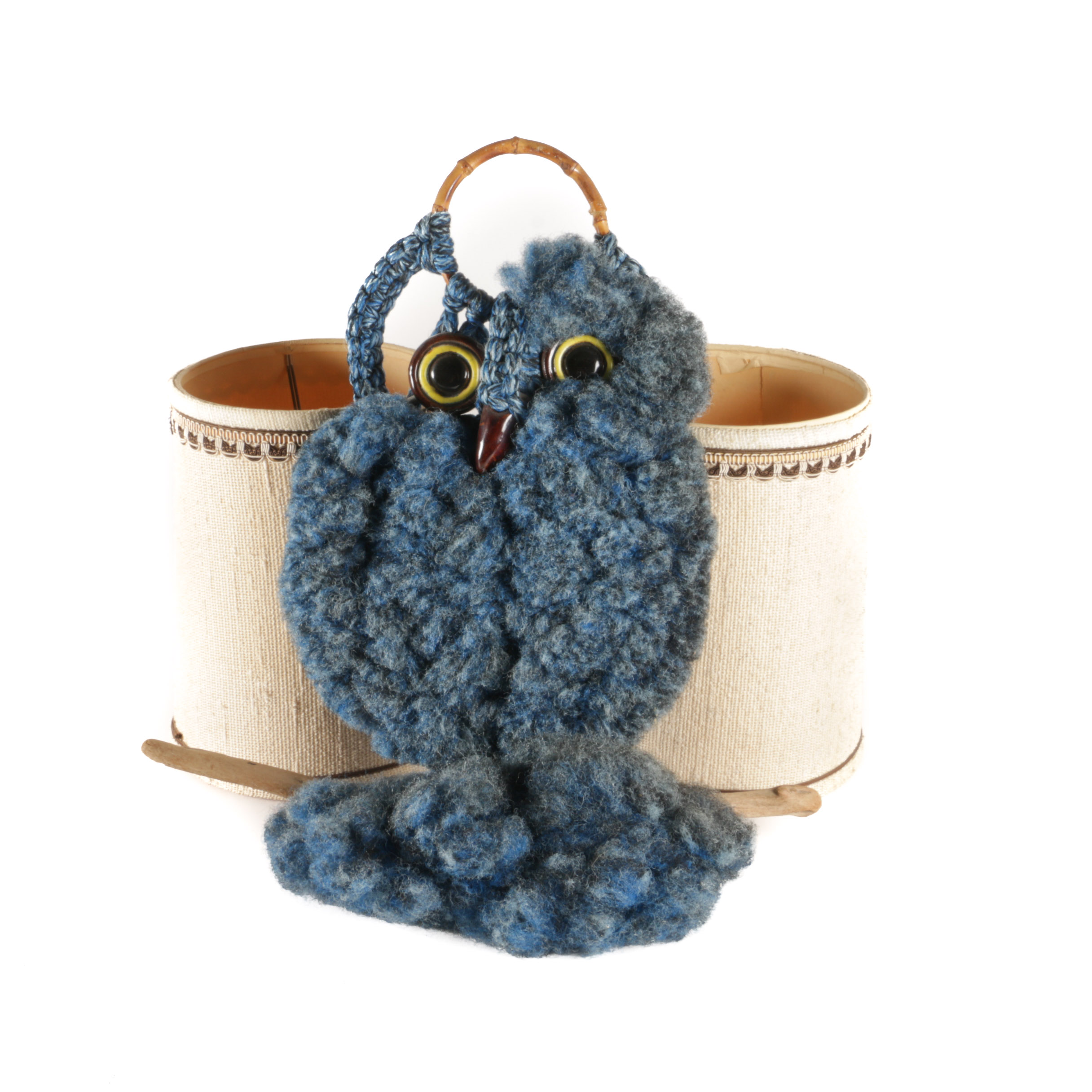 Circa 1970 Lamp Shades and Macrame Owl Tapestry