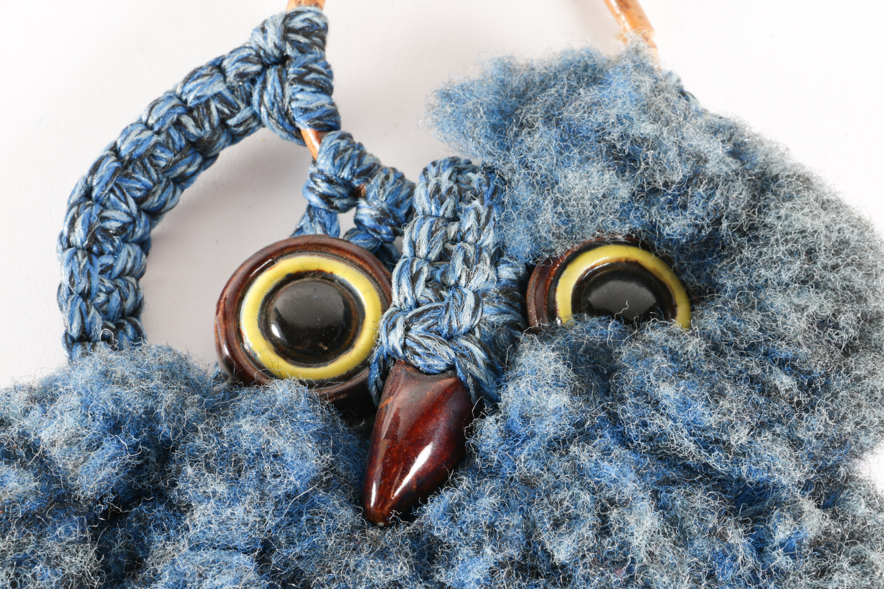 Circa 1970 Lamp Shades and Macrame Owl Tapestry