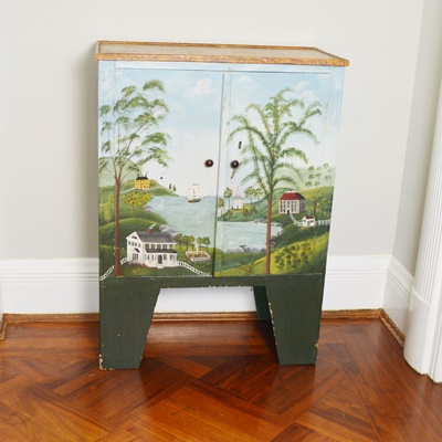 Folk Style Painted Wood Cabinet