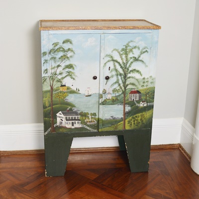 Folk Style Painted Wood Cabinet
