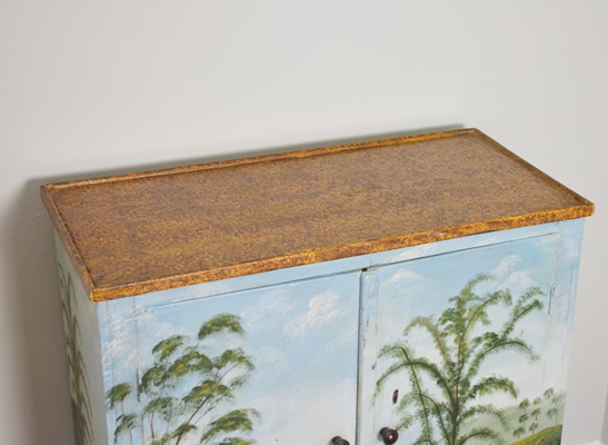 Folk Style Painted Wood Cabinet