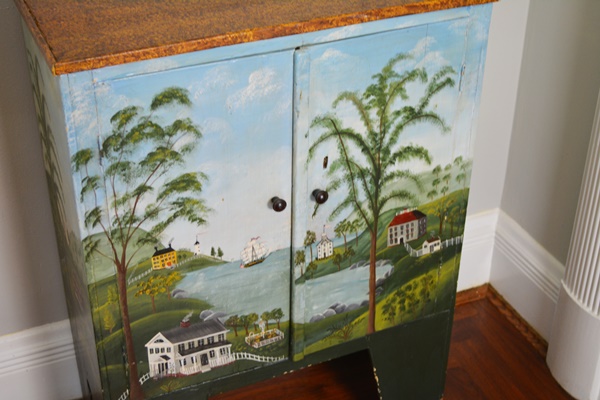 Folk Style Painted Wood Cabinet