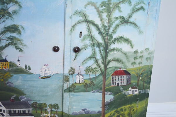 Folk Style Painted Wood Cabinet